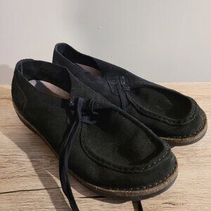 Birkenstock Pasadena moccasin-style shoe in black suede leather. SZ 44